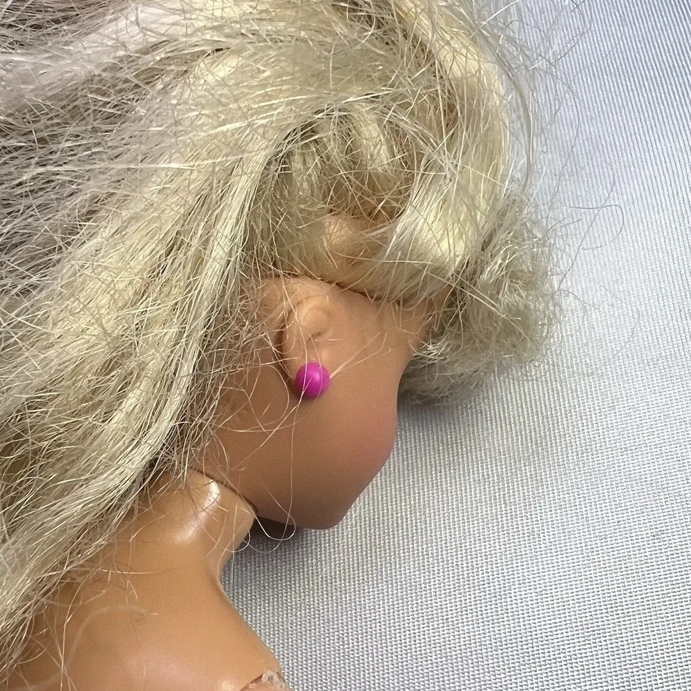 Vintage 1991 Barbie Stacie Littlest Sisters Doll Crimped Hair Bangs Pink Earring